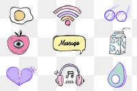Cool png doodle social media story sticker set