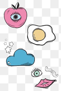 Png cool doodle social media story sticker set