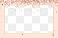 Sparkly rose gold frame png on glitter background