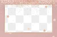 Festive shimmery png frame star pattern background