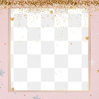 Festive shimmery png frame heart pattern pink background