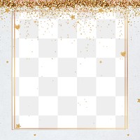 Png gold glittery heart pattern party frame background