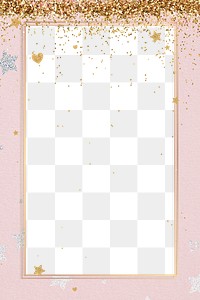 Png glittery heart pattern party frame