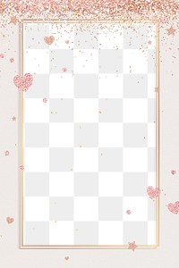 Png glittery heart pattern party frame 