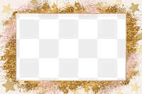 Shiny gold border png festive glitter star pattern frame