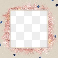 Glittery star pattern party png frame background