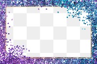 Shiny glitter frame png gradient purple blue background