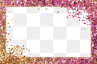 Shiny glitter frame png gradient pink gold background