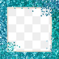 Shimmery border png festive turquoise glitter frame