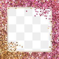 Shiny glitter frame png gradient pink gold background