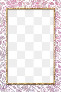 Floral holographic png frame pattern remix from artwork by William Morris