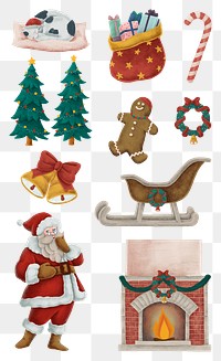 Cute Christmas png sticker ornament drawing collection