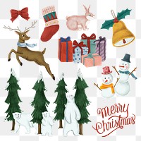 Cute Christmas png sticker ornament hand drawn collection