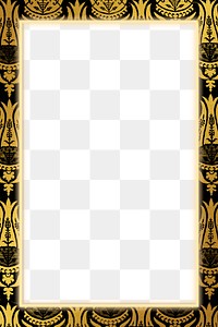 Floral golden frame pattern png remix from artwork by William Morris