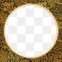 Gold botanical frame pattern png remix from artwork by William Morris