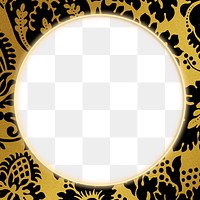 Golden floral frame pattern png remix from artwork by William Morris