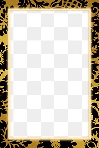 Floral golden frame pattern png remix from artwork by William Morris