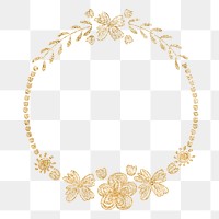 Png floral round frame gold effect