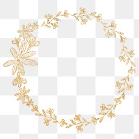 Png floral wreath frame gold effect