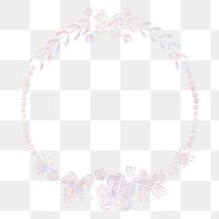 Png floral wreath frame holography effect