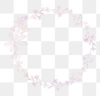 Png floral wreath frame holography effect