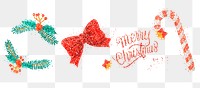 Hand drawn png sticker glitter Christmas illustration set