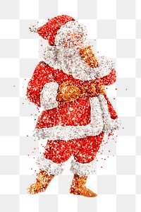 Sparkle Santa Claus png sticker Christmas illustration