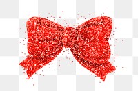 Red ribbon glitter png sticker hand drawn
