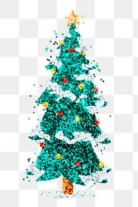 Sparkle Christmas tree png sticker hand drawn