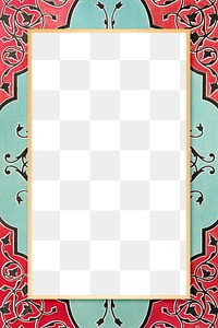 Ornamental pattern frame png vintage green illustration