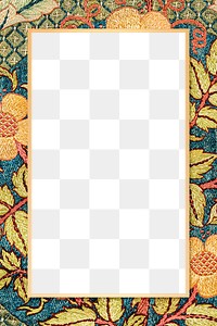 Art nouveau png rose flower pattern frames remix from artwork by William Morris