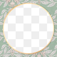 Wisteria floral pattern circle frame png vintage green illustration