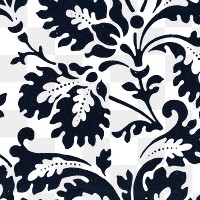 Png pattern William Morris leafy transparent background indigo botanical remix