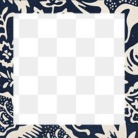 Frame PNG Indigo floral transparent background remix artwork from William Morris