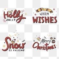 Christmas greeting png social media sticker set