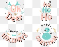 Christmas celebration png doodle typography sticker set