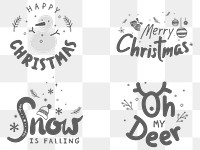Christmas png cute typography social media sticker set