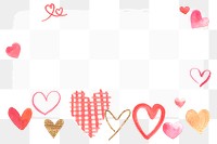 Valentine's day frame png with watercolor hearts