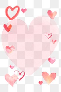 Happy Valentine's Day frame png with watercolor hearts