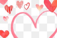 Happy Valentine&#39;s Day frame png with watercolor hearts