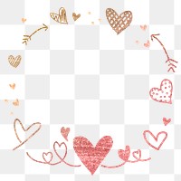 Valentine's day frame png with watercolor hearts