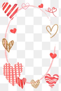 Valentine's day frame png with watercolor hearts