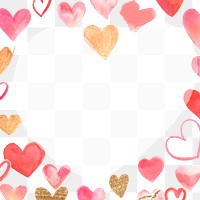 Valentine's day frame png with watercolor hearts