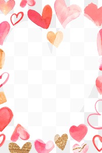 Valentine&#39;s day frame png with watercolor hearts