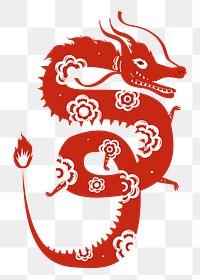 Dragon classic red png Chinese zodiac sign design element