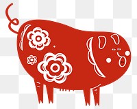 Pig classic red png Chinese zodiac sign design element