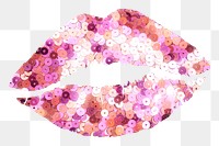 Lips png sticker with pink sequin