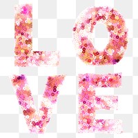 Love png pink sequin glitter typography