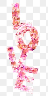 Love png pink sequin glitter typography