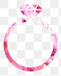 Png diamond ring Valentine sticker with pink glitter